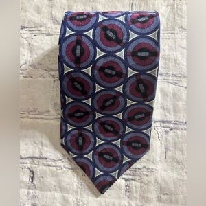 ZIGGURAT BY MULBERRY NECK WEAR CIRCLE ABSTRACT SILK MULTI COLORED TIE